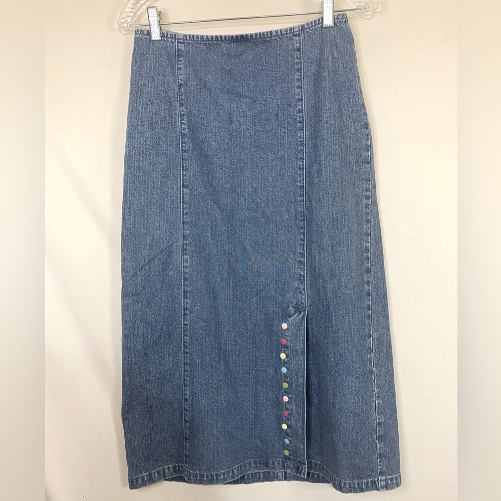 Christopher & Banks Denim Maxi Skirt, Blue, Size 4
